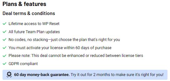 deal terms and conditions wp reset